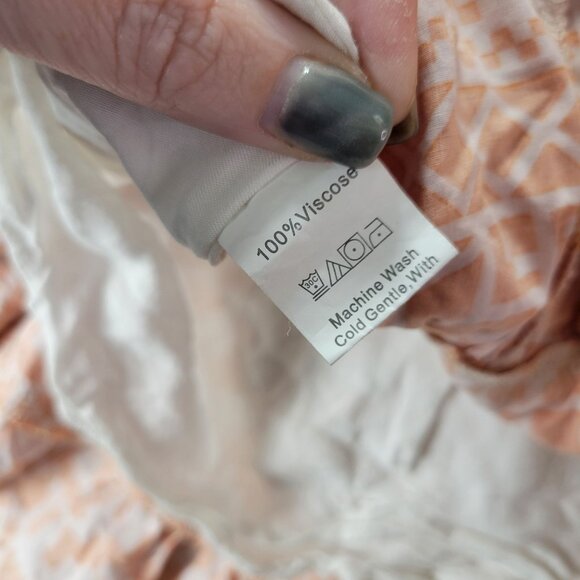 BTFBM‎ Women Orange Geometric Sleeveless Ruffle Hem Mini Dress S Summer Resort - Picture 10 of 11